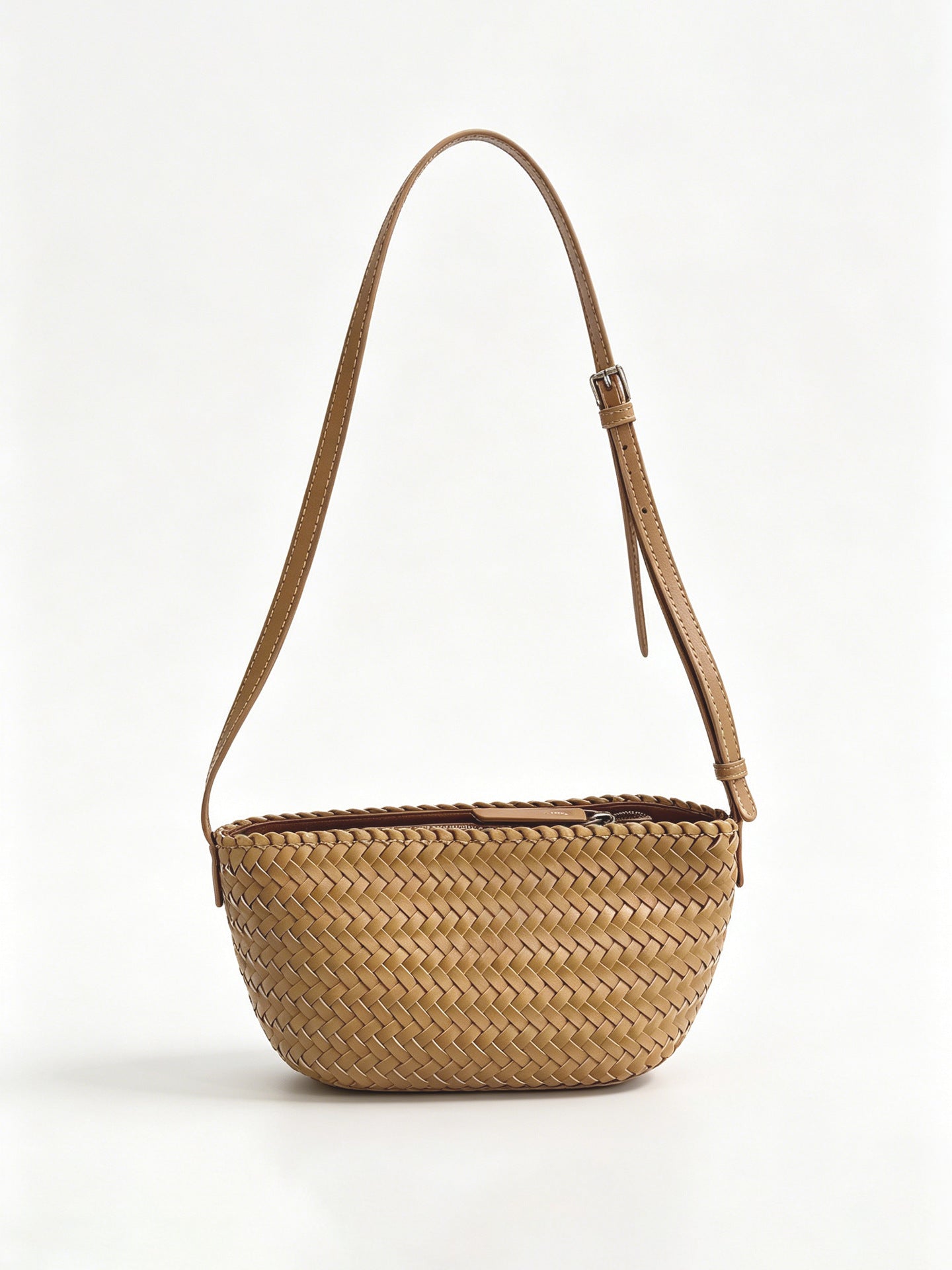 Woven Leather Baguette Bag - Mini Shoulder Purse