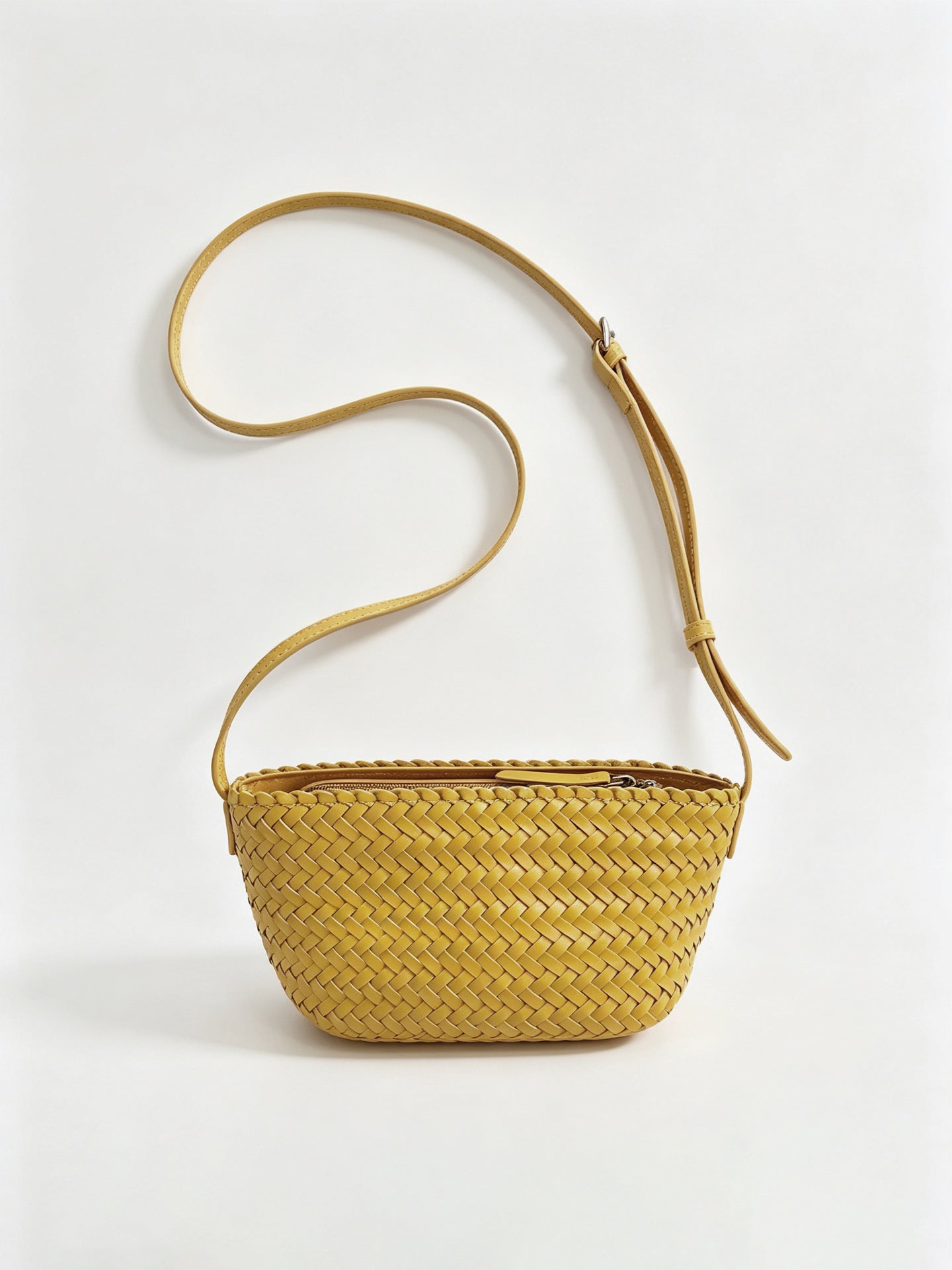 Woven Leather Baguette Bag - Mini Shoulder Purse