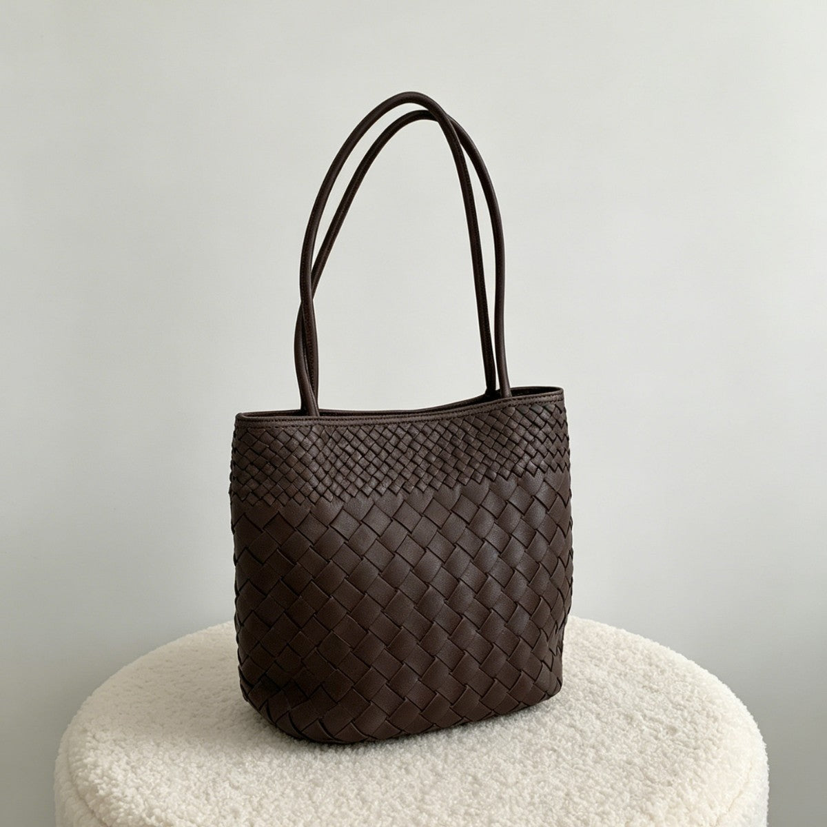 Woven Leather Tote Bag - Sheepskin Shoulder Handbag
