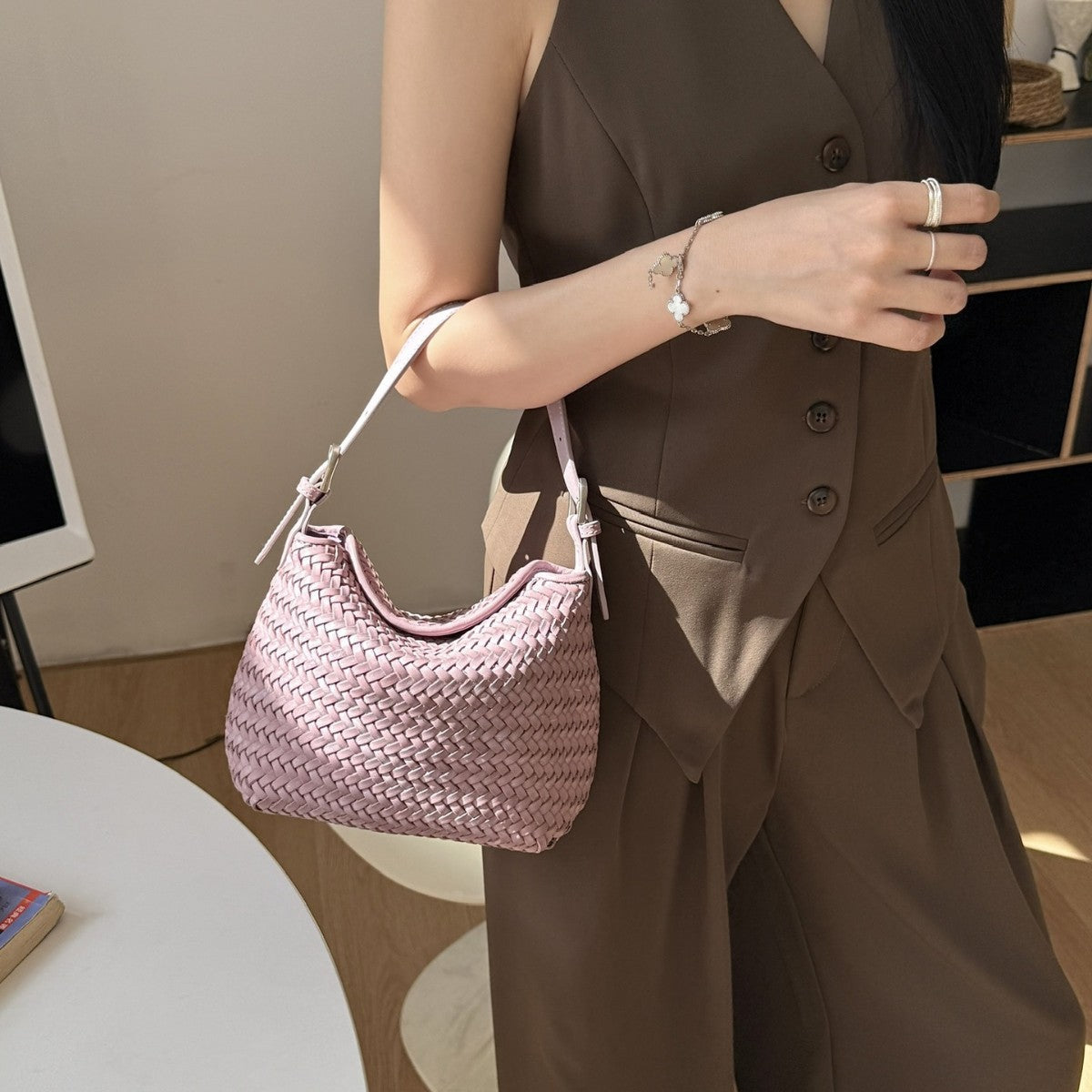Woven Leather Hobo Bag - Top Grain Cowhide Handbag