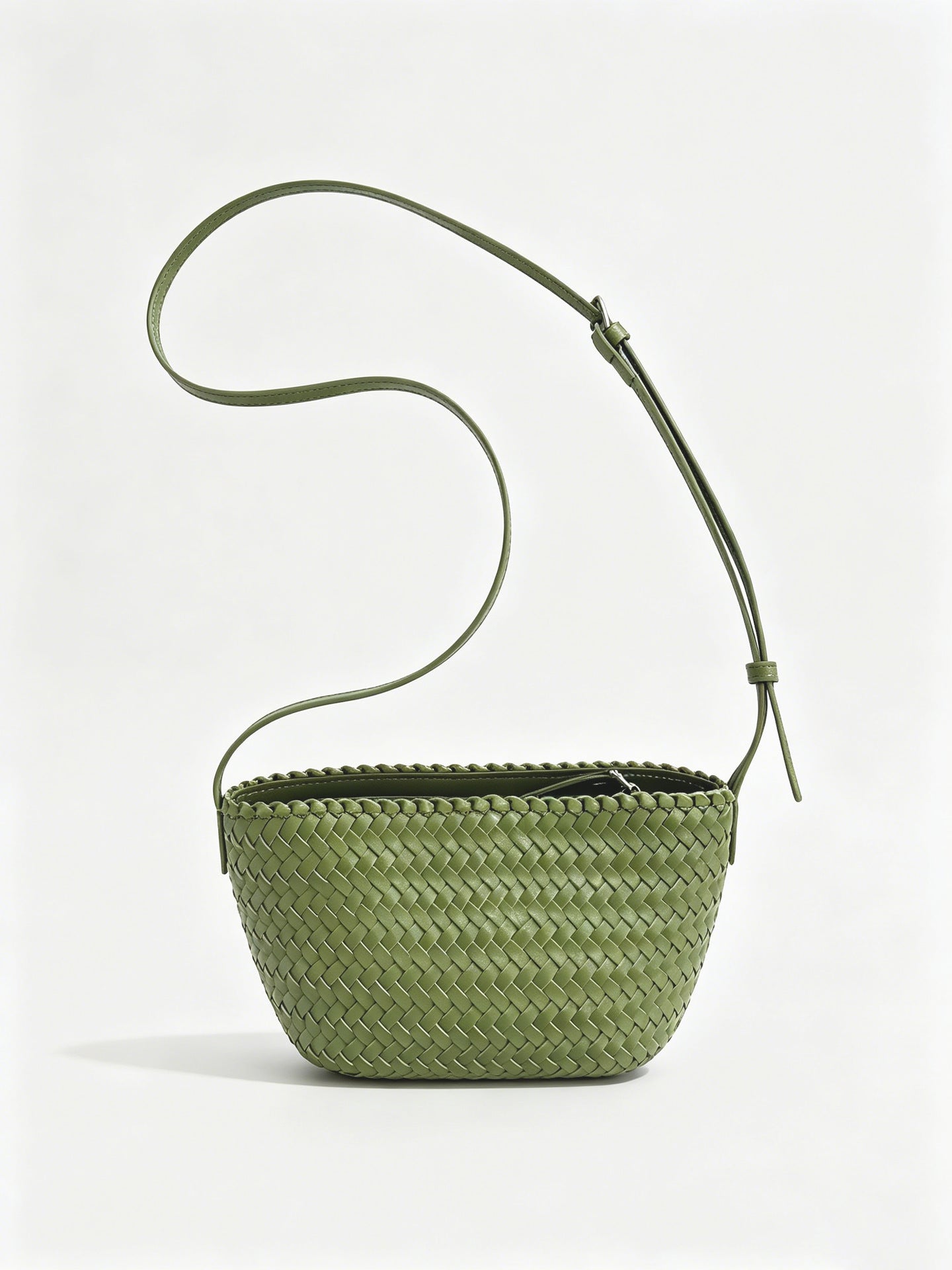 Woven Leather Baguette Bag - Mini Shoulder Purse