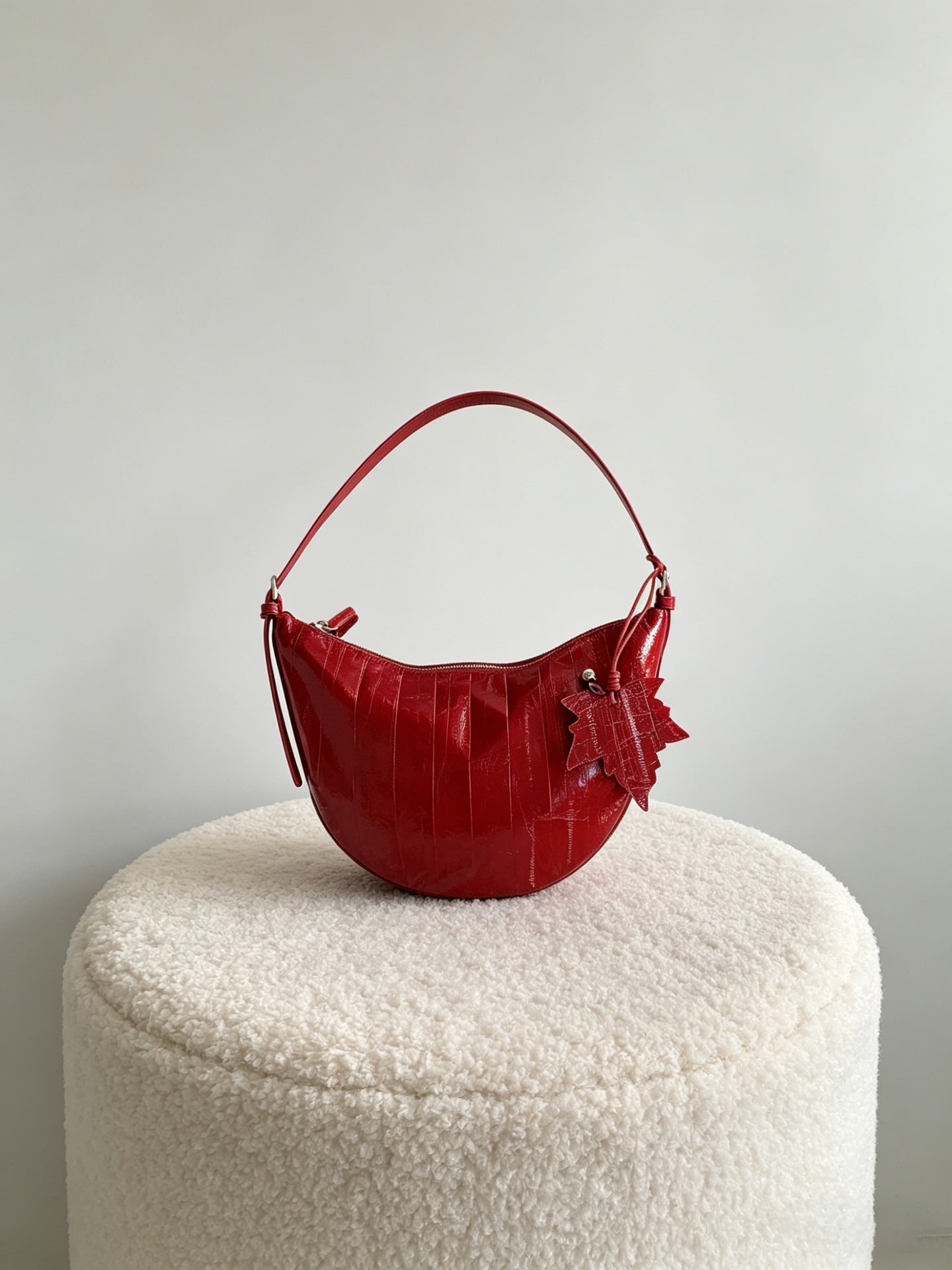 Top Grain Leather Crescent Hobo Shoulder Bag
