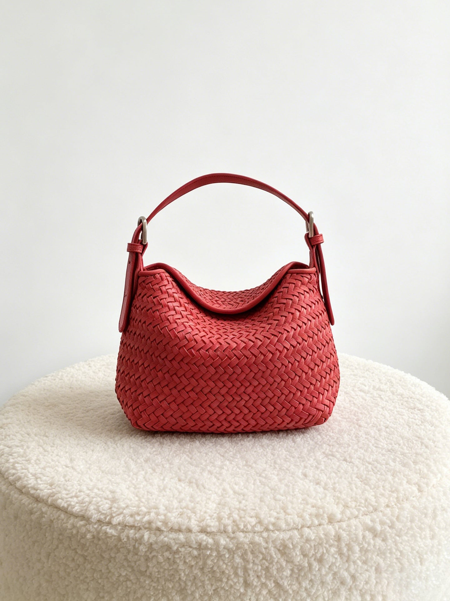 Woven Leather Hobo Bag - Top Grain Cowhide Handbag