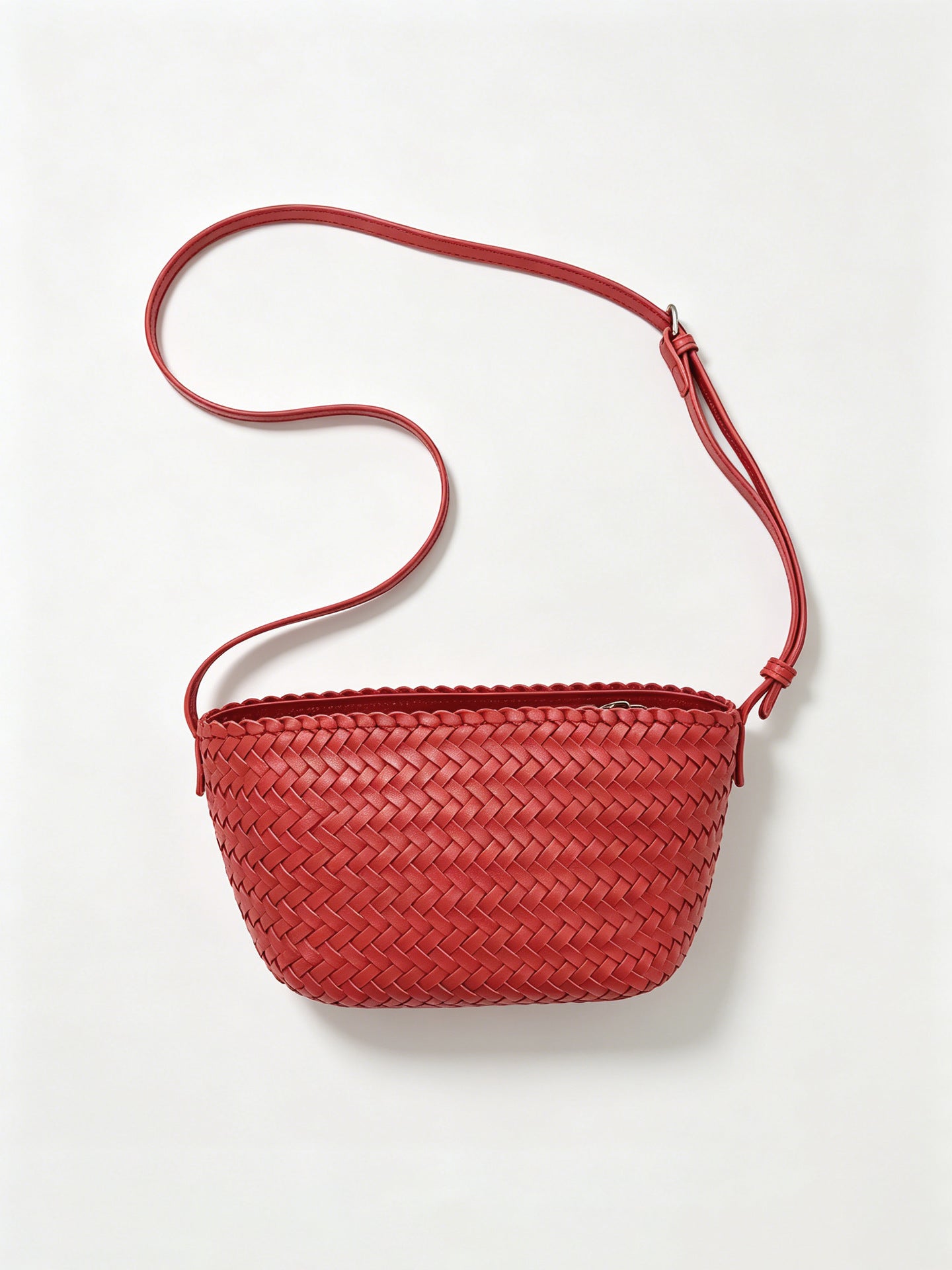 Woven Leather Baguette Bag - Mini Shoulder Purse
