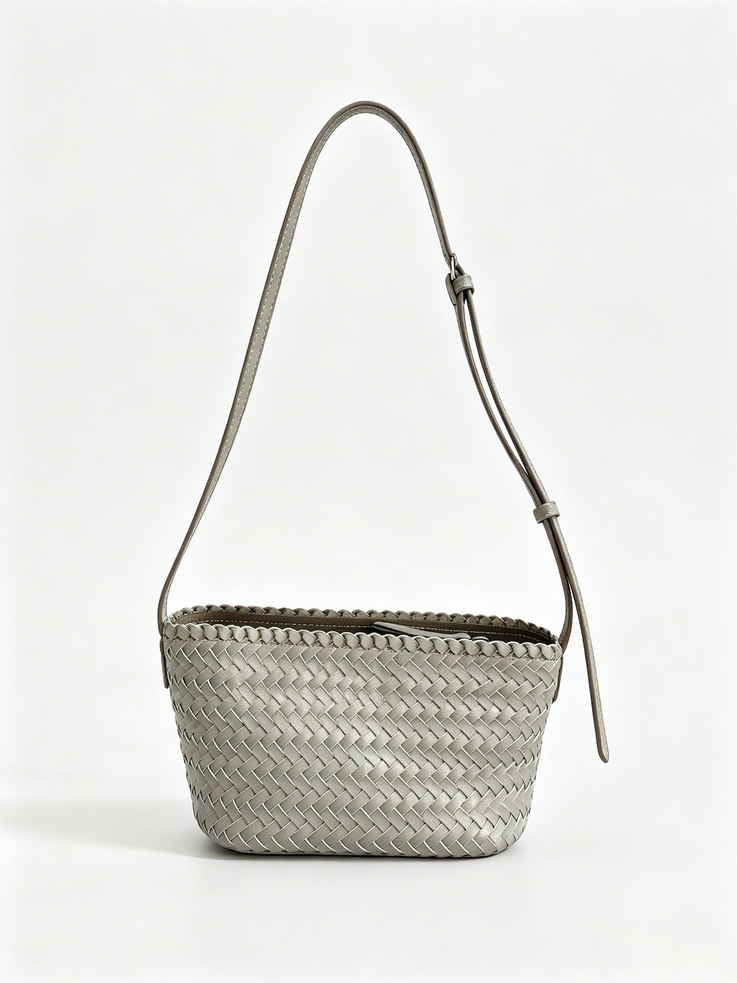 Woven Leather Baguette Bag - Mini Shoulder Purse