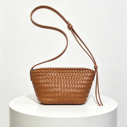 Woven Leather Baguette Bag - Mini Shoulder Purse