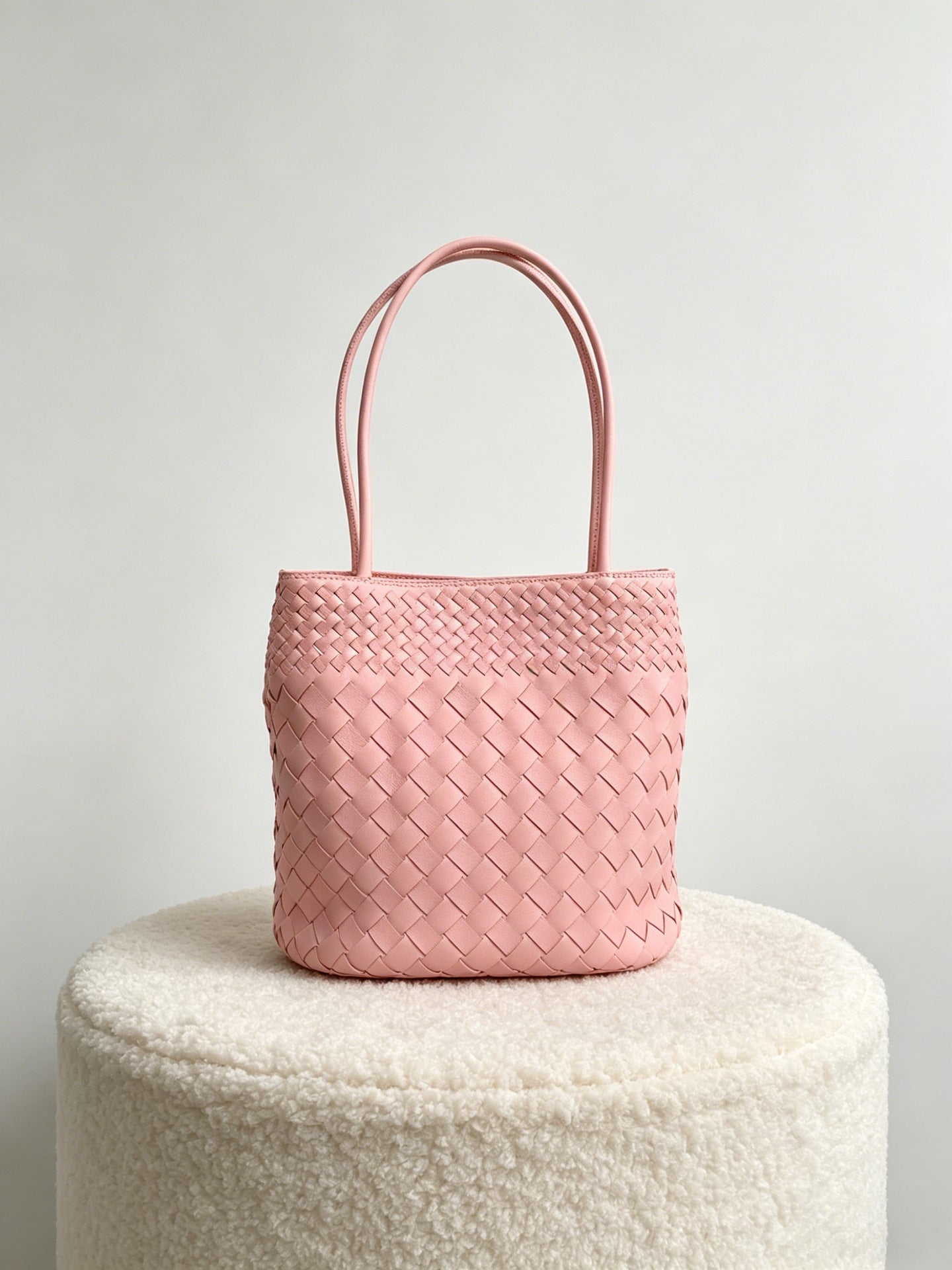 Woven Leather Tote Bag - Sheepskin Shoulder Handbag