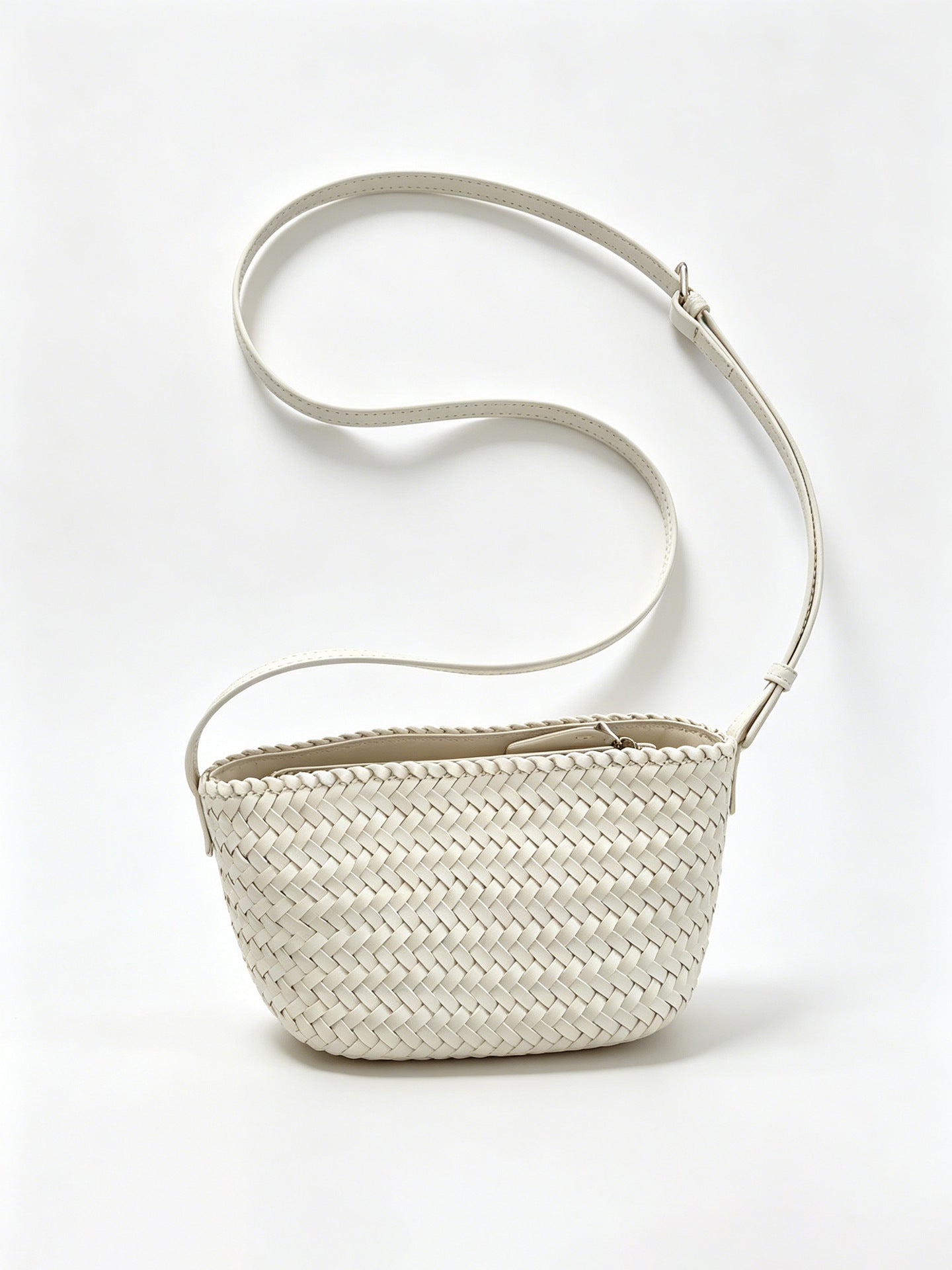 Woven Leather Baguette Bag - Mini Shoulder Purse