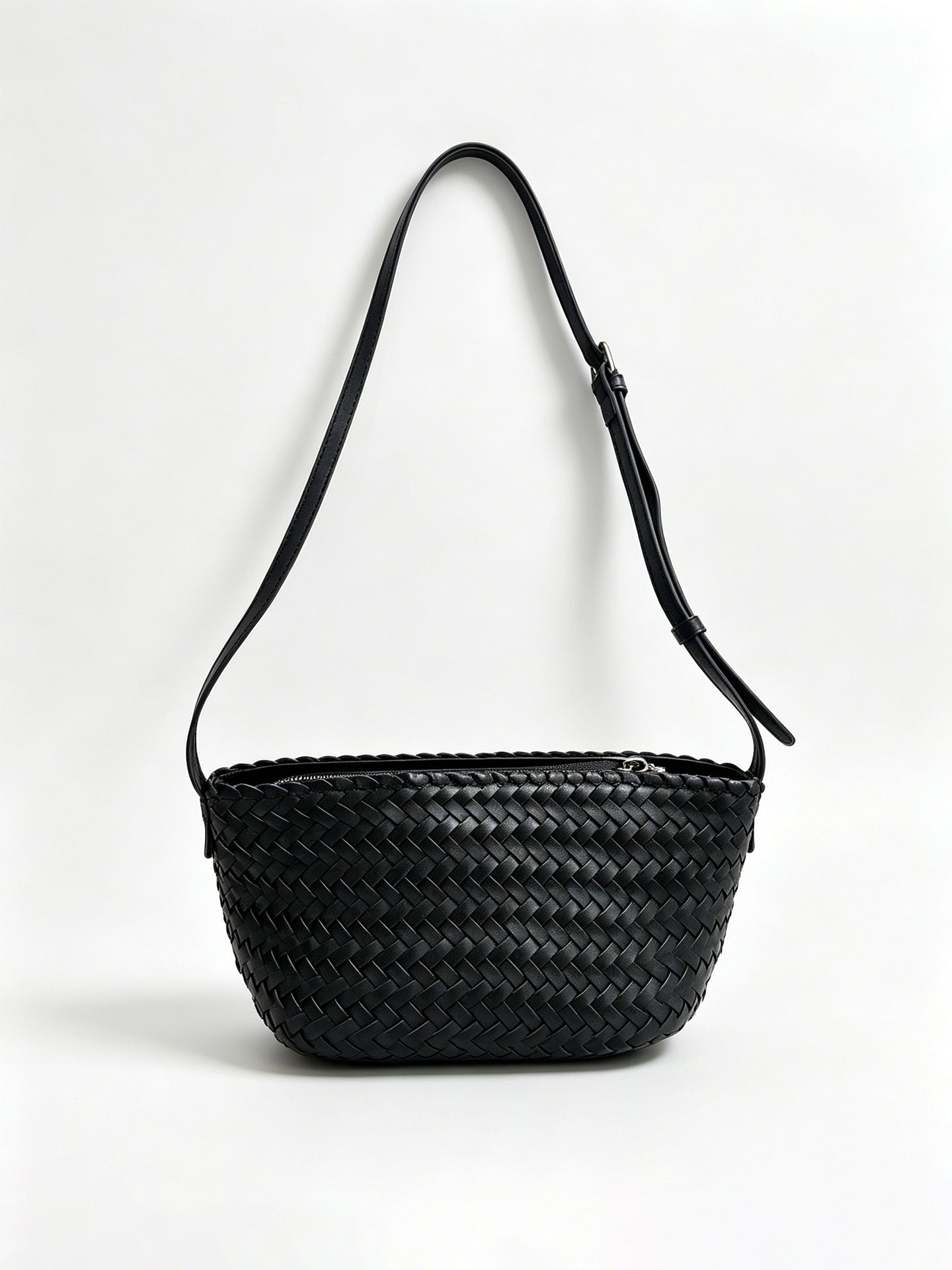 Woven Leather Baguette Bag - Mini Shoulder Purse