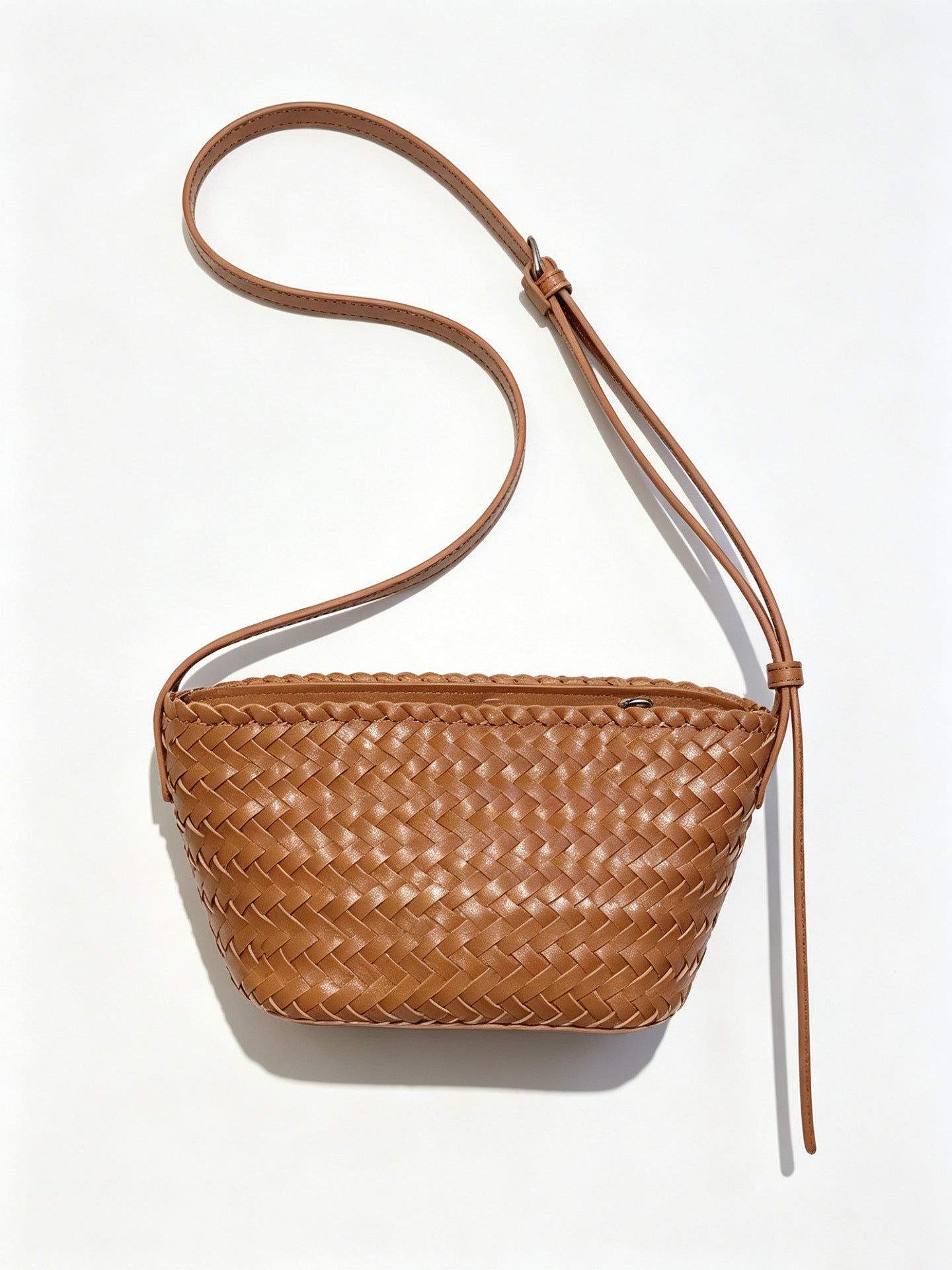 Woven Leather Baguette Bag - Mini Shoulder Purse