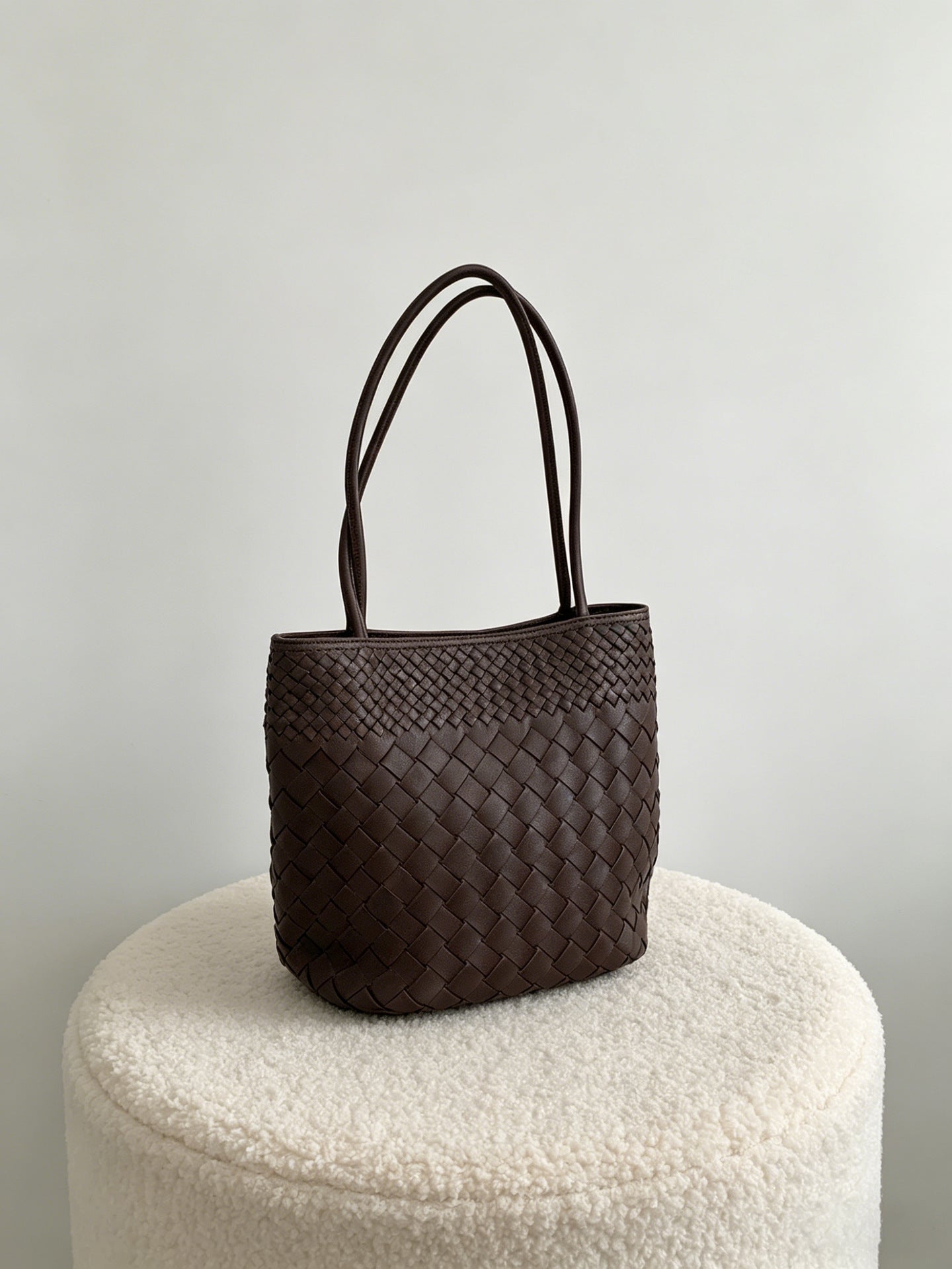 Woven Leather Tote Bag - Sheepskin Shoulder Handbag
