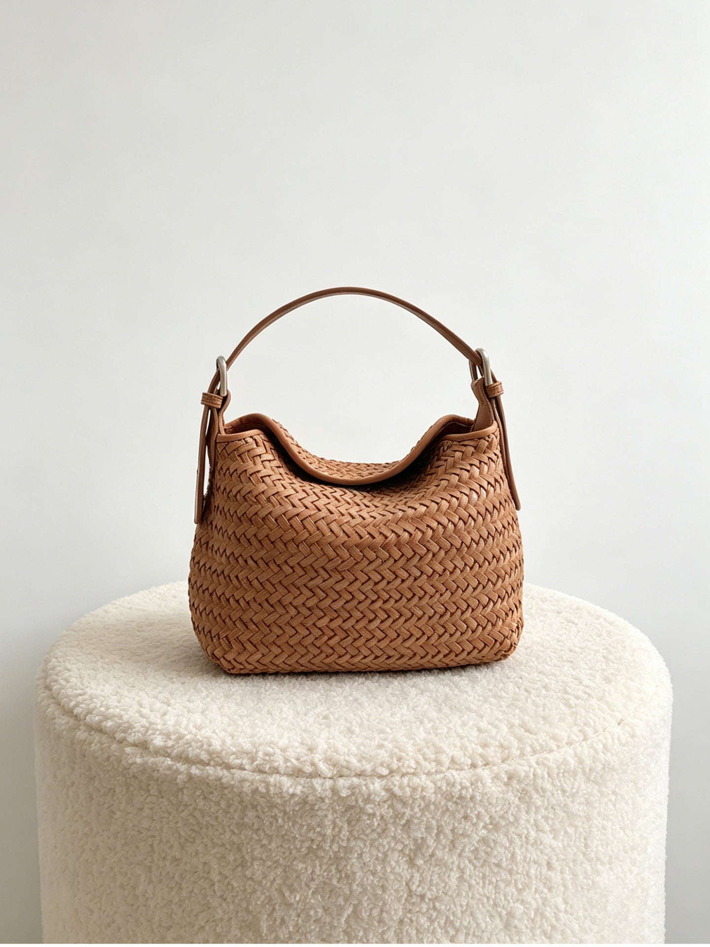 Woven Leather Hobo Bag - Top Grain Cowhide Handbag