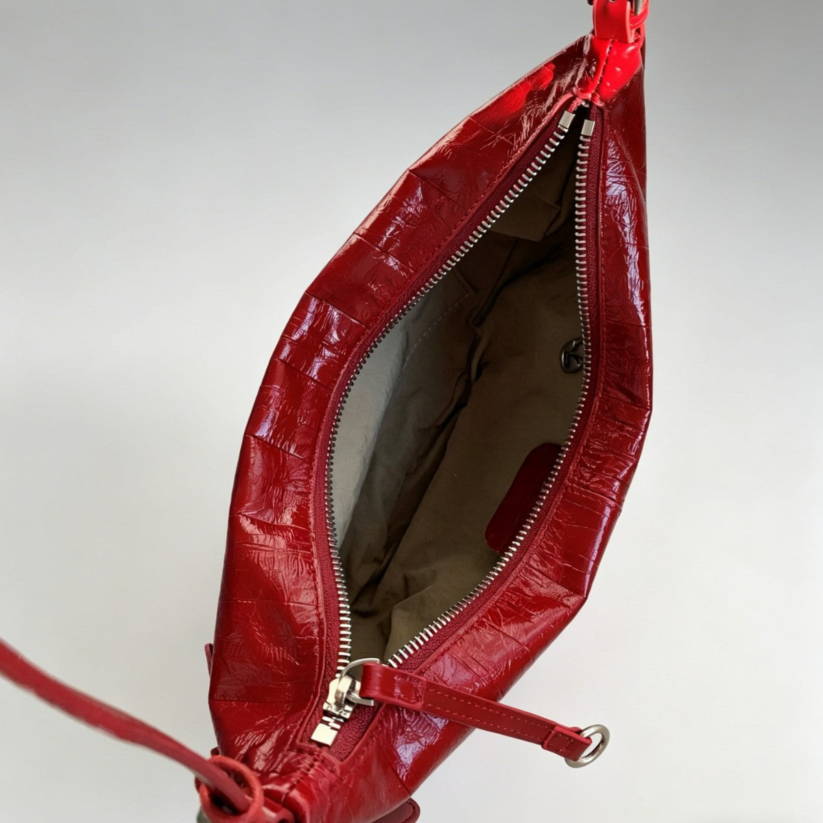 Top Grain Leather Crescent Hobo Shoulder Bag