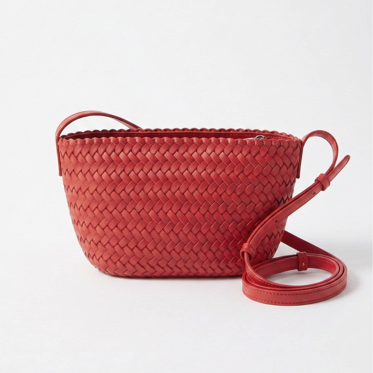 Woven Leather Baguette Bag - Mini Shoulder Purse