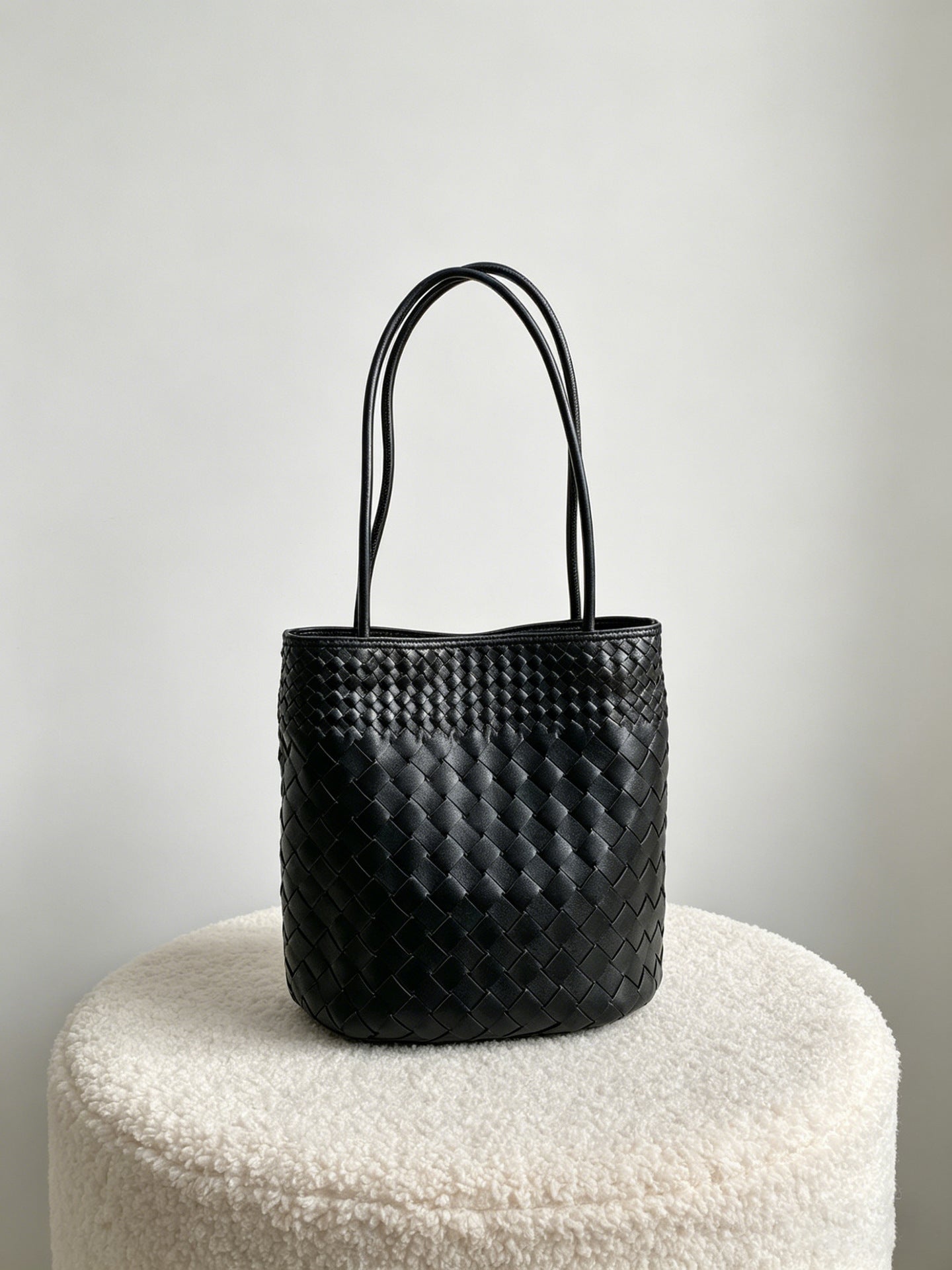 Woven Leather Tote Bag - Sheepskin Shoulder Handbag
